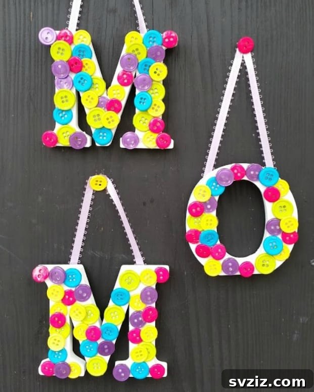 47 Clever Crafts Your Mom Will Love 33 DIY Button Letters Craft