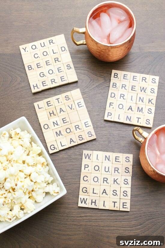 47 Clever Crafts Your Mom Will Love 45 DIY Scrabble Tile Coasters
