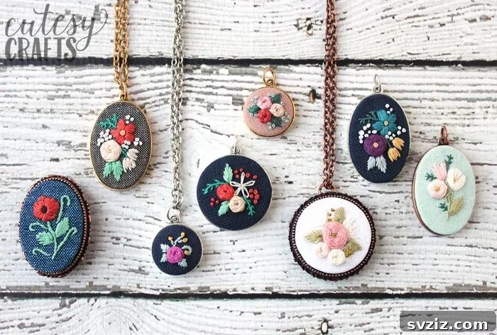 Hand Embroidery Necklace for Mom