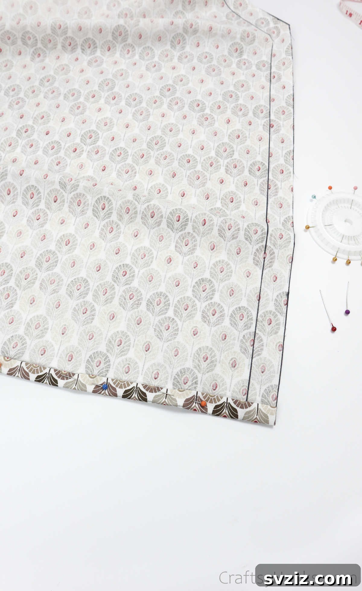 Craft Your Own Custom Apron 26 Securely pinning the folded fabric, preparing the hems for stitching to ensure a neat and professional finish on your DIY apron.