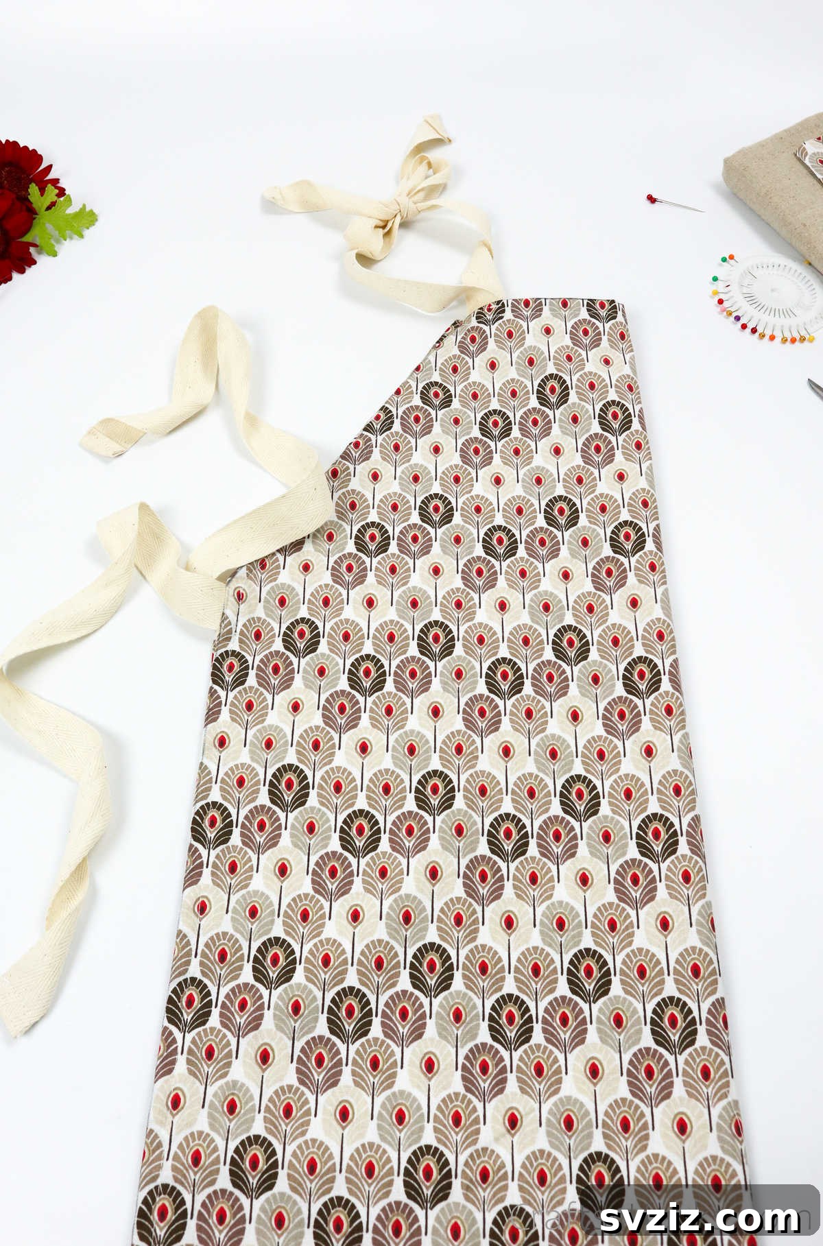 Craft Your Own Custom Apron 35 A beautifully folded, newly completed DIY apron, ready to be used or gifted as a dazzling handmade item.