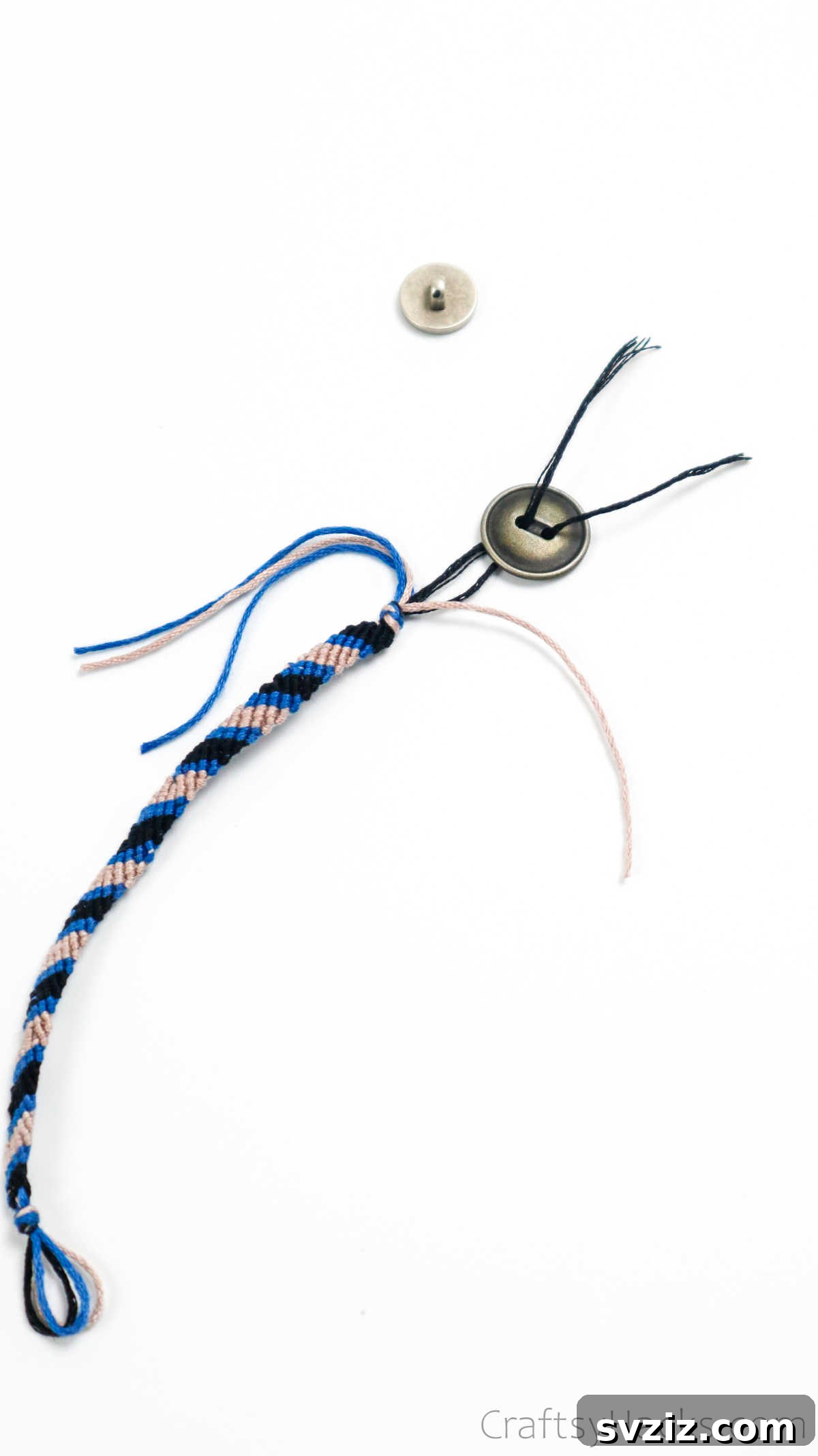 Crafting Friendship Bracelets 41 attaching button