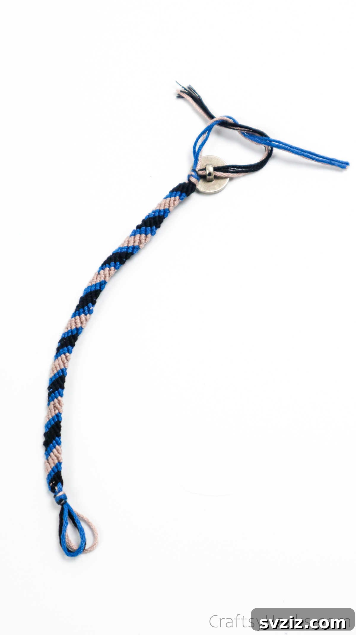 Crafting Friendship Bracelets 45 tying button on with knot