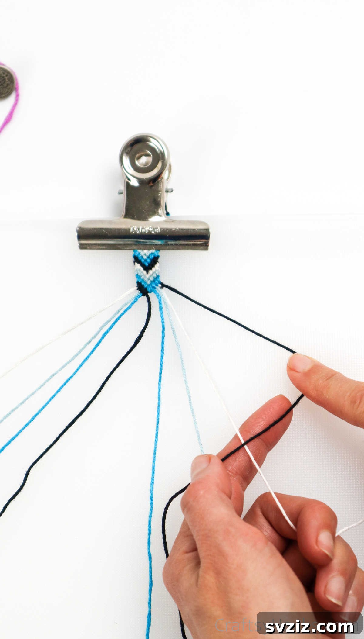 Crafting Friendship Bracelets 56 tying knot on other side