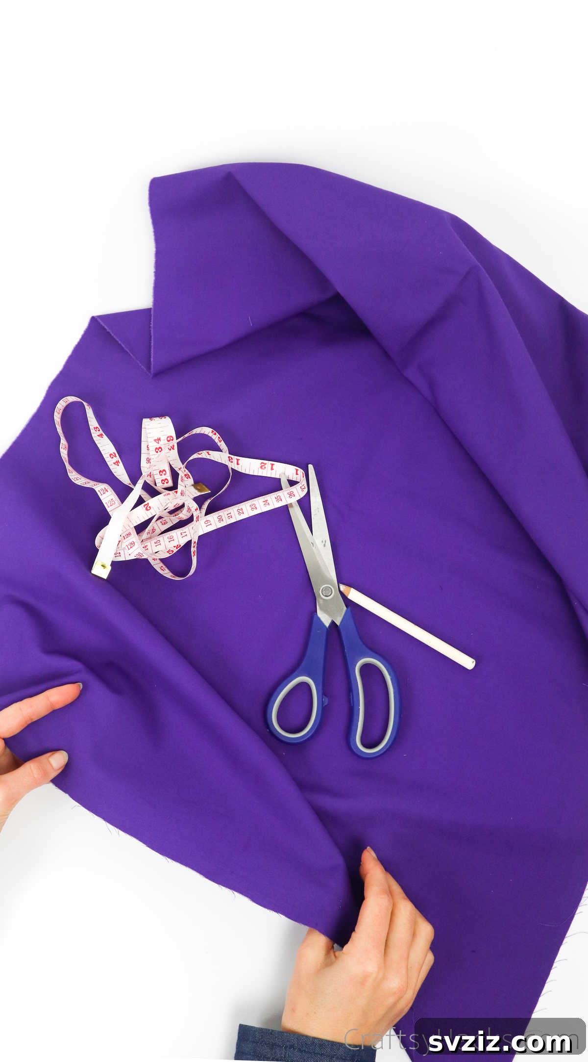Unfolded polycotton lining fabric, preparing for the next step in making a DIY tote bag