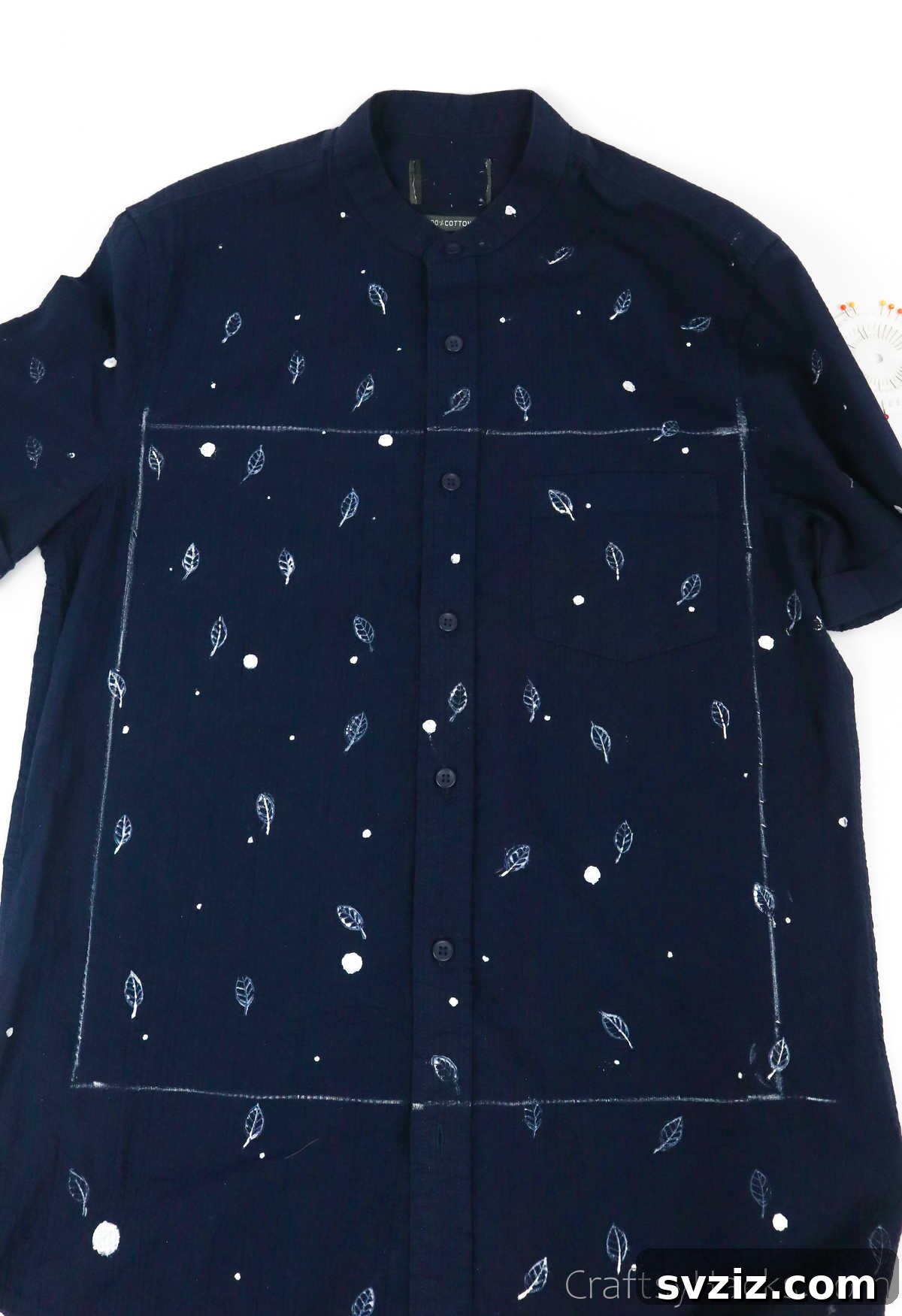 Shirt with traced outline for a tote bag, showing the preparation stage before cutting