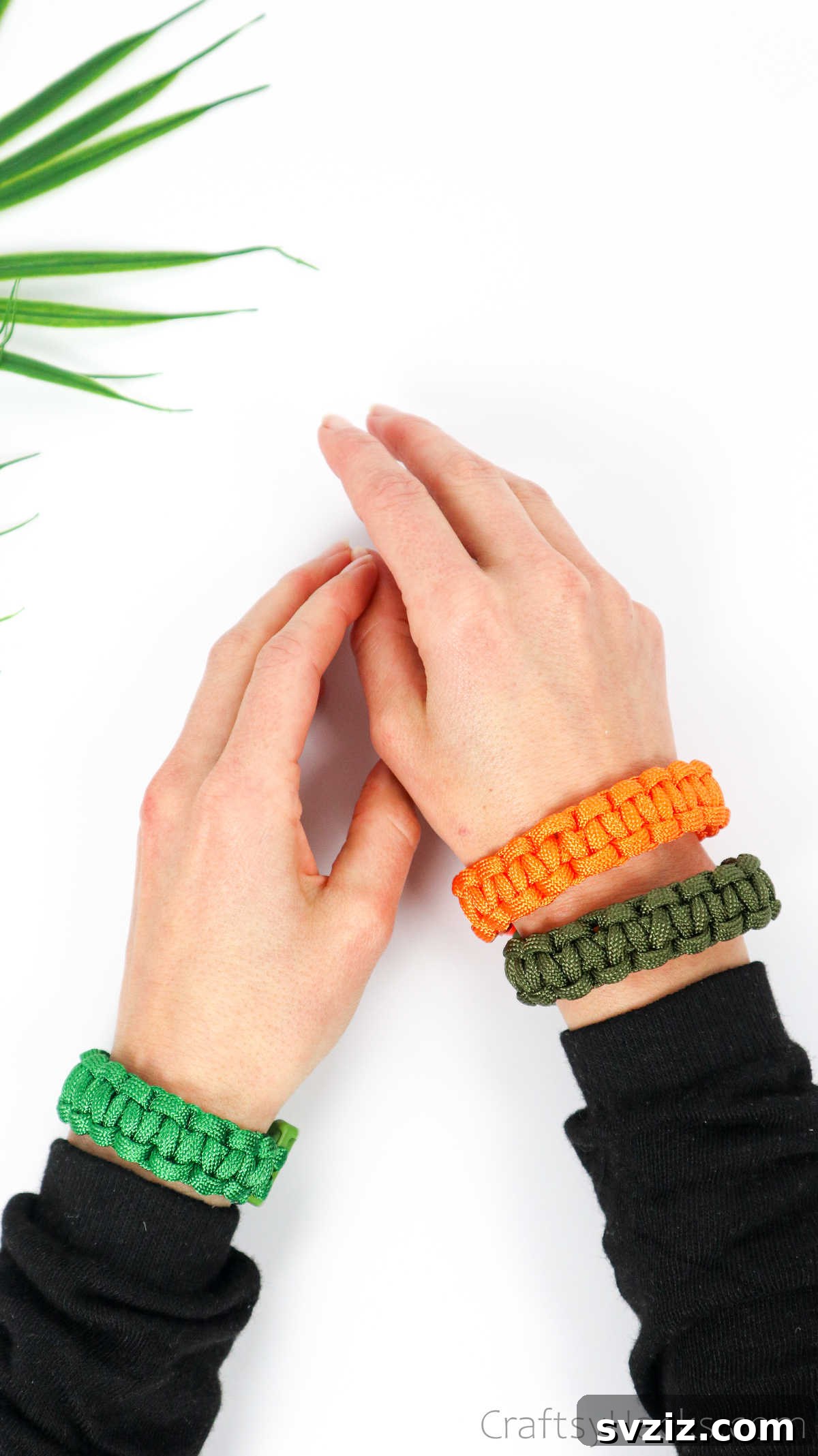 Vibrant DIY paracord bracelets displayed, showcasing different colors and textures, ready to be worn.