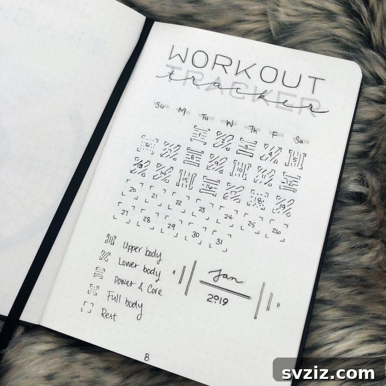 Bullet Journal Your Way to Weight Loss 20 Spreads 20 Black and White Workout Tracker