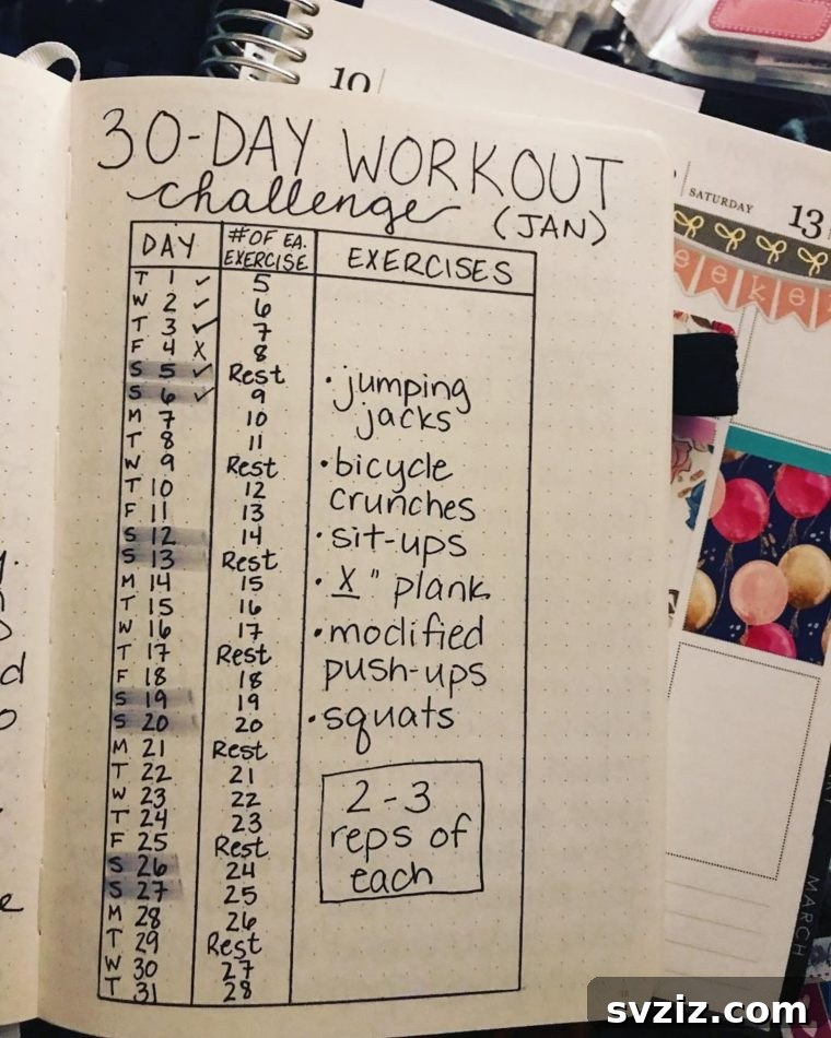 Bullet Journal Your Way to Weight Loss 20 Spreads 21 30 Day Workout Challenge
