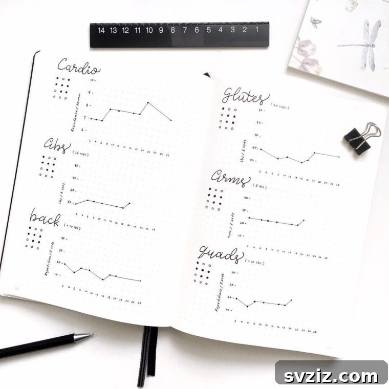 Bullet Journal Your Way to Weight Loss 20 Spreads 10 full body workout