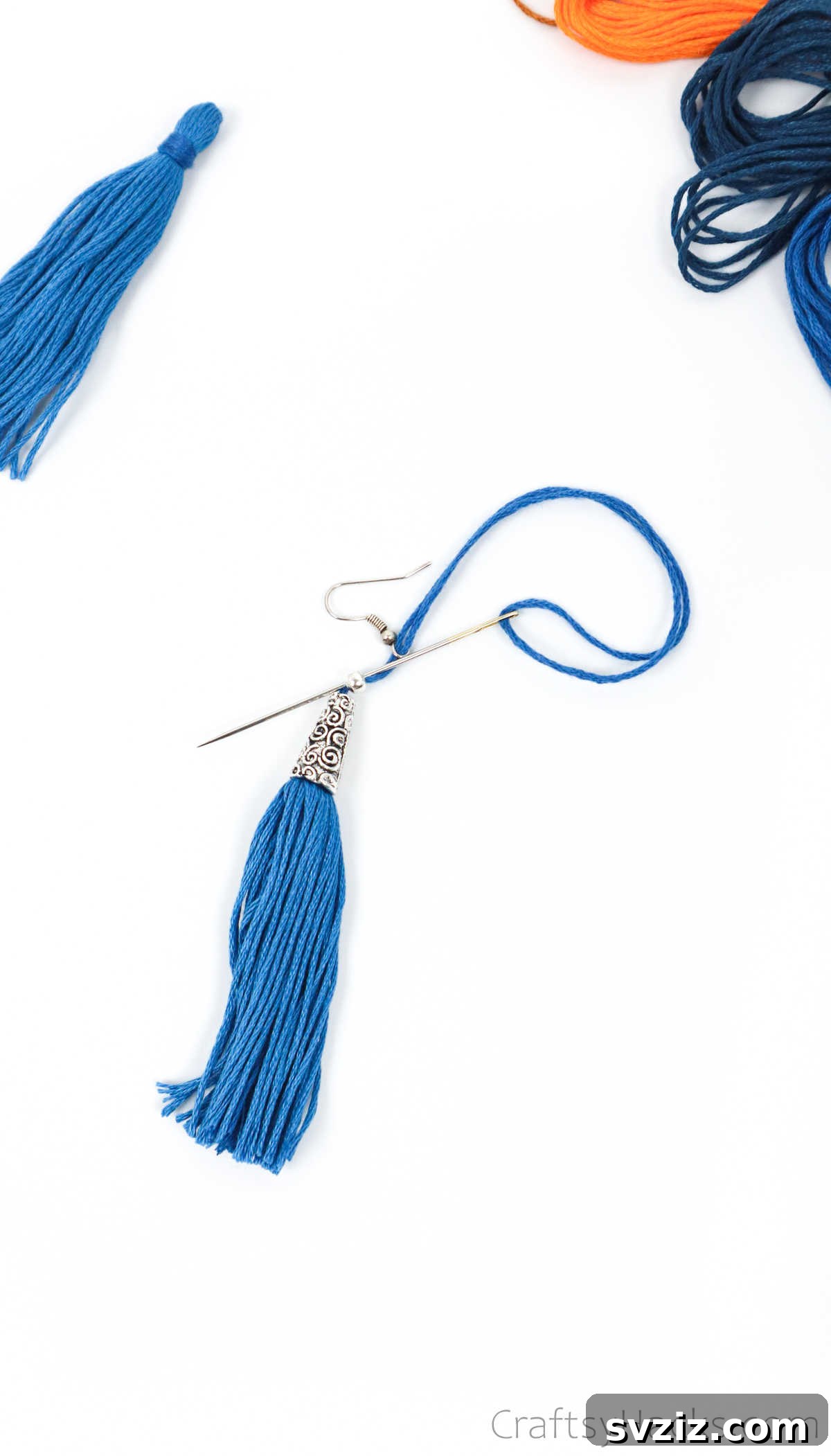 Craft Your Own Trendy Tassel Earrings 35 putting thread back through earring