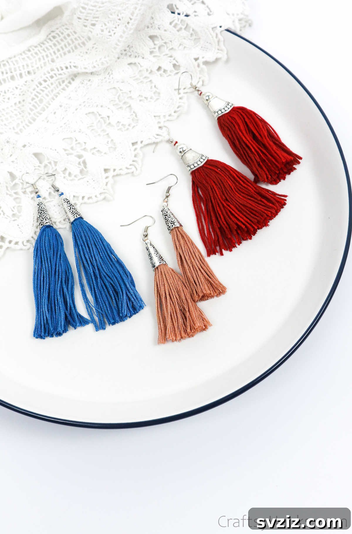 Craft Your Own Trendy Tassel Earrings 43 tassel earrings on plate
