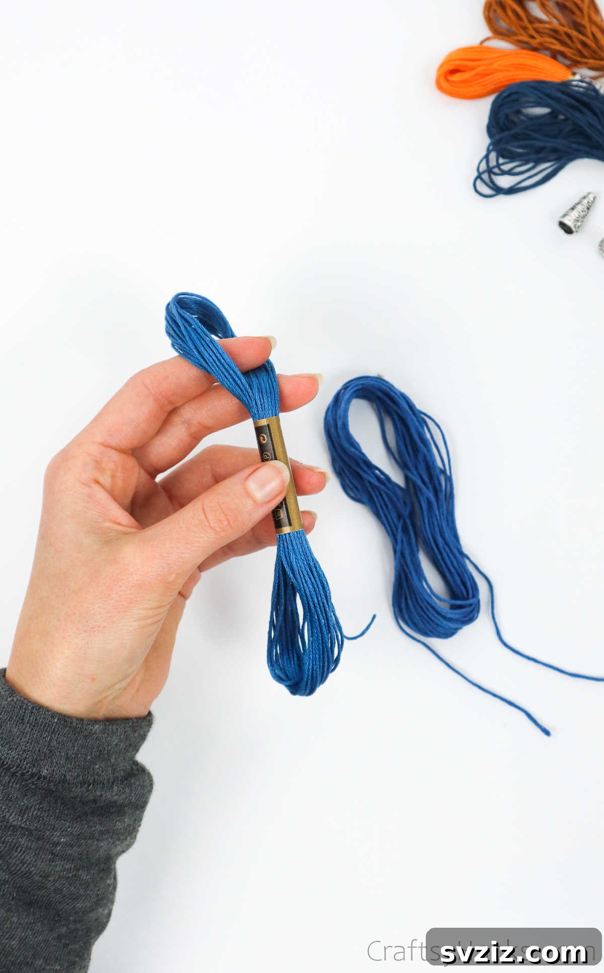 Craft Your Own Trendy Tassel Earrings 6 blue embroidery thread