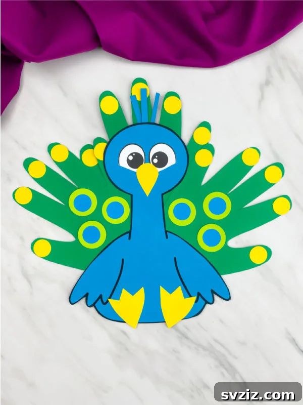 Creative Handprint Projects for Kids 13 Peacock Handprint Craft