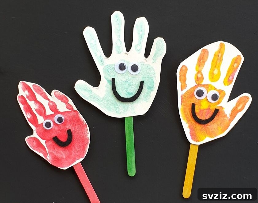 Creative Handprint Projects for Kids 23 Puppets Handprint Craft