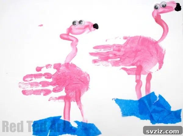 Creative Handprint Projects for Kids 25 Flamingo Handprint Craft