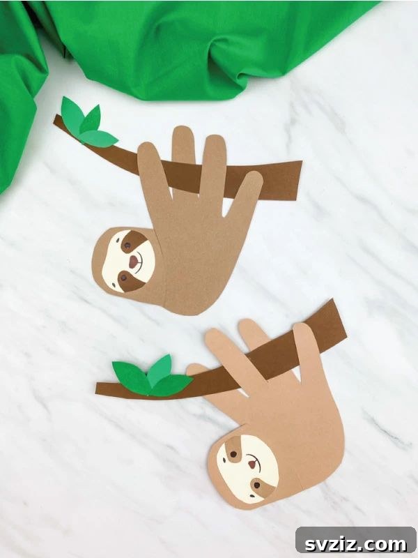 Creative Handprint Projects for Kids 28 Lazy Sloth Handprint Craft