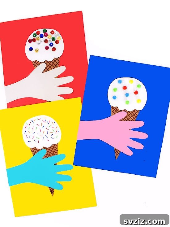 Creative Handprint Projects for Kids 30 Ice Cream Cone Summer Craft