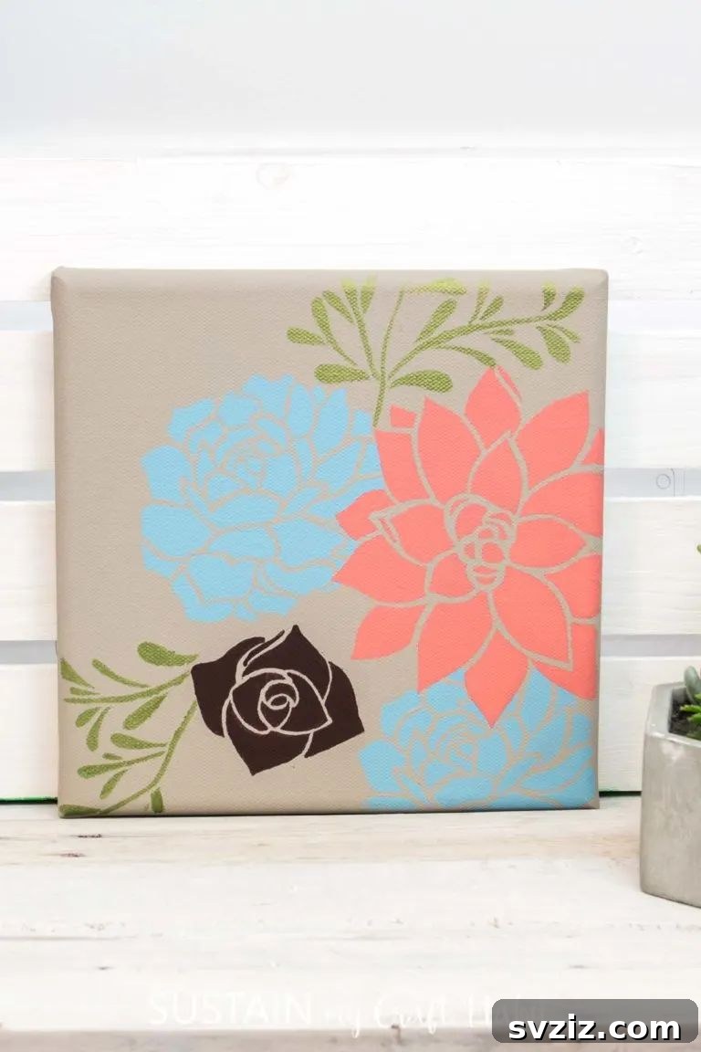 Kickstart Your Art: 61 Easy Canvas Painting Projects 11 Floral Stencil