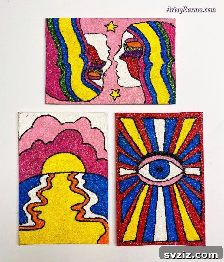 Kickstart Your Art: 61 Easy Canvas Painting Projects 20 Glitter Painting