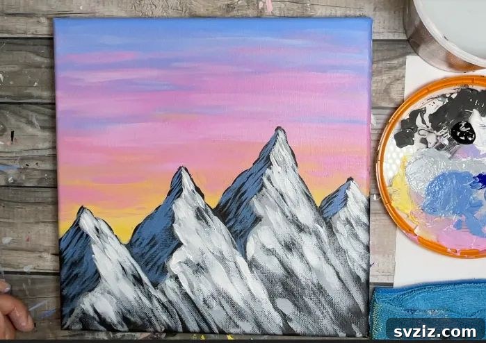 Kickstart Your Art: 61 Easy Canvas Painting Projects 31 Mountain