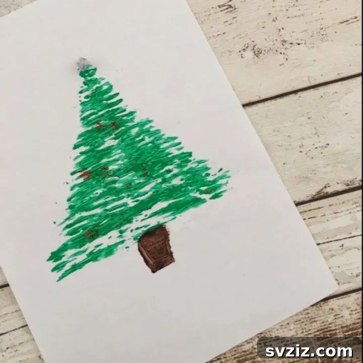 Kickstart Your Art: 61 Easy Canvas Painting Projects 32 Fork Christmas Tree