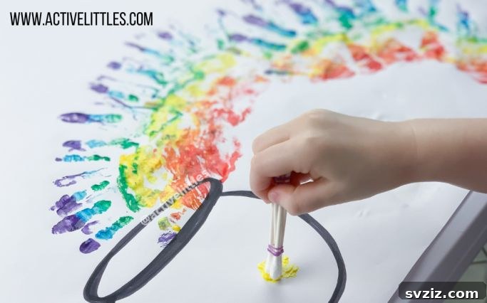 Kickstart Your Art: 61 Easy Canvas Painting Projects 37 Fingerprint Rainbow