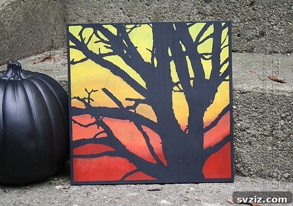 Kickstart Your Art: 61 Easy Canvas Painting Projects 43 Spooky Tree