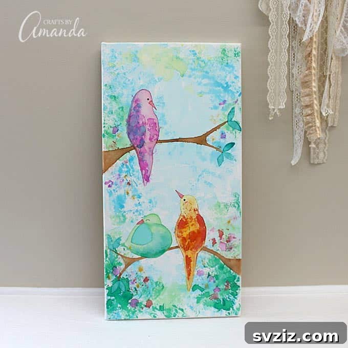 Kickstart Your Art: 61 Easy Canvas Painting Projects 6 Tissue Paper Birds