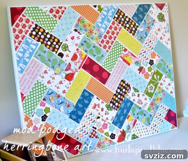 Kickstart Your Art: 61 Easy Canvas Painting Projects 54 Herringbone Wall Art