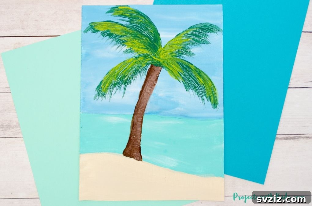 Kickstart Your Art: 61 Easy Canvas Painting Projects 57 Tropical Palm Tree
