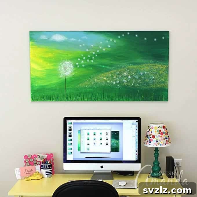 Kickstart Your Art: 61 Easy Canvas Painting Projects 8 Dandelion