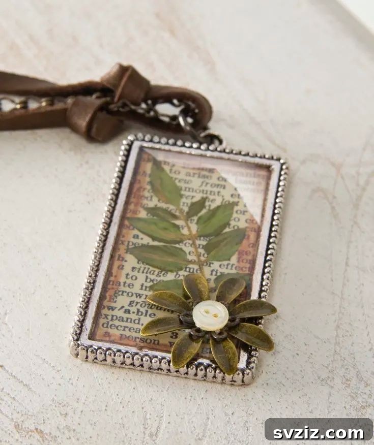 41 Easy DIY Necklace Projects 28 Pressed Leaf Pendant