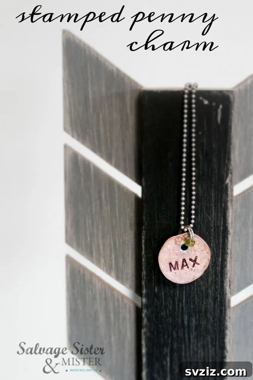 41 Easy DIY Necklace Projects 38 Stamped Penny Charm