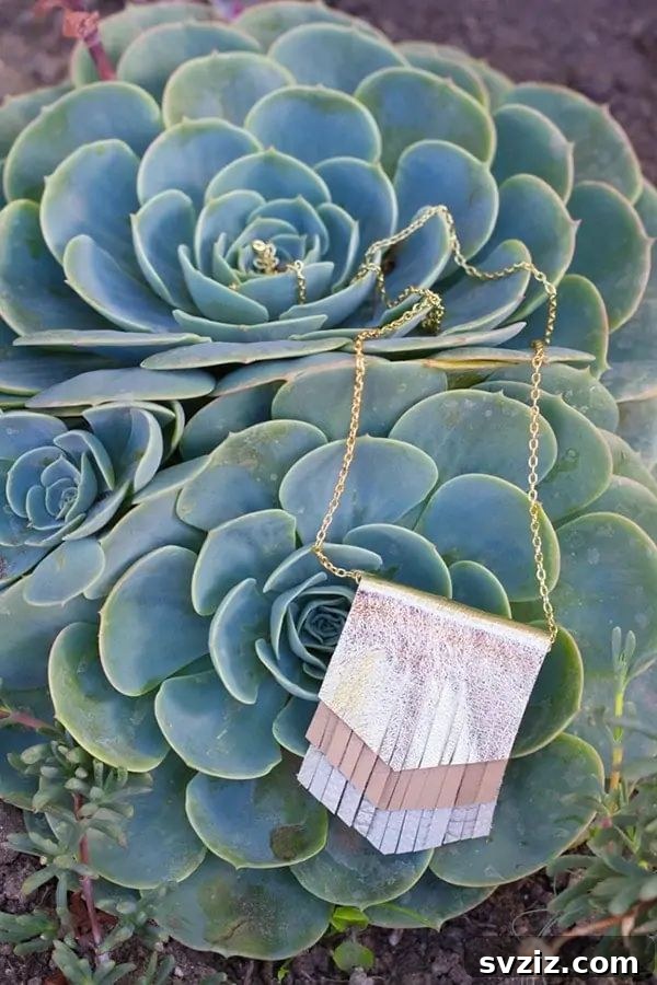 41 Easy DIY Necklace Projects 10 Leather Fringe Pendant