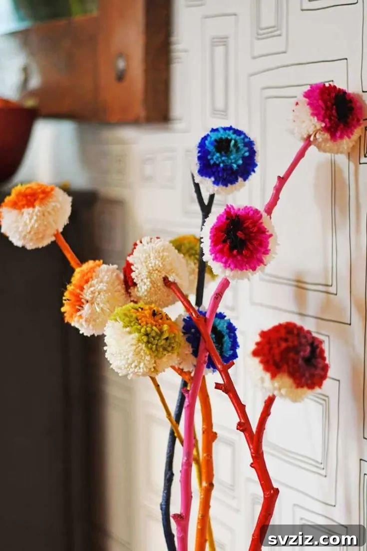 51 Creative Pom-Pom Projects 18 Flower Decor