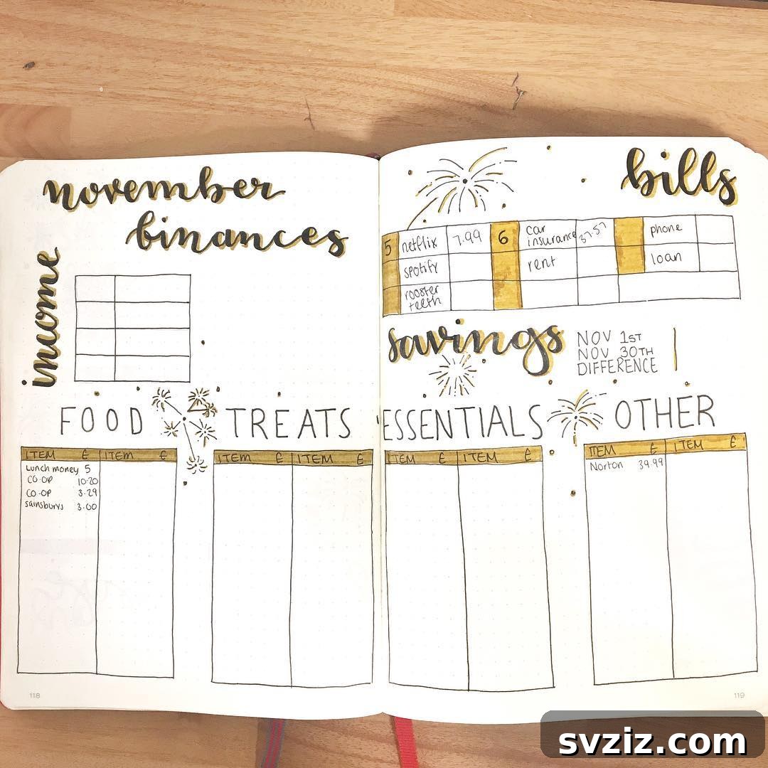 Categorize Expenses Bullet Journal