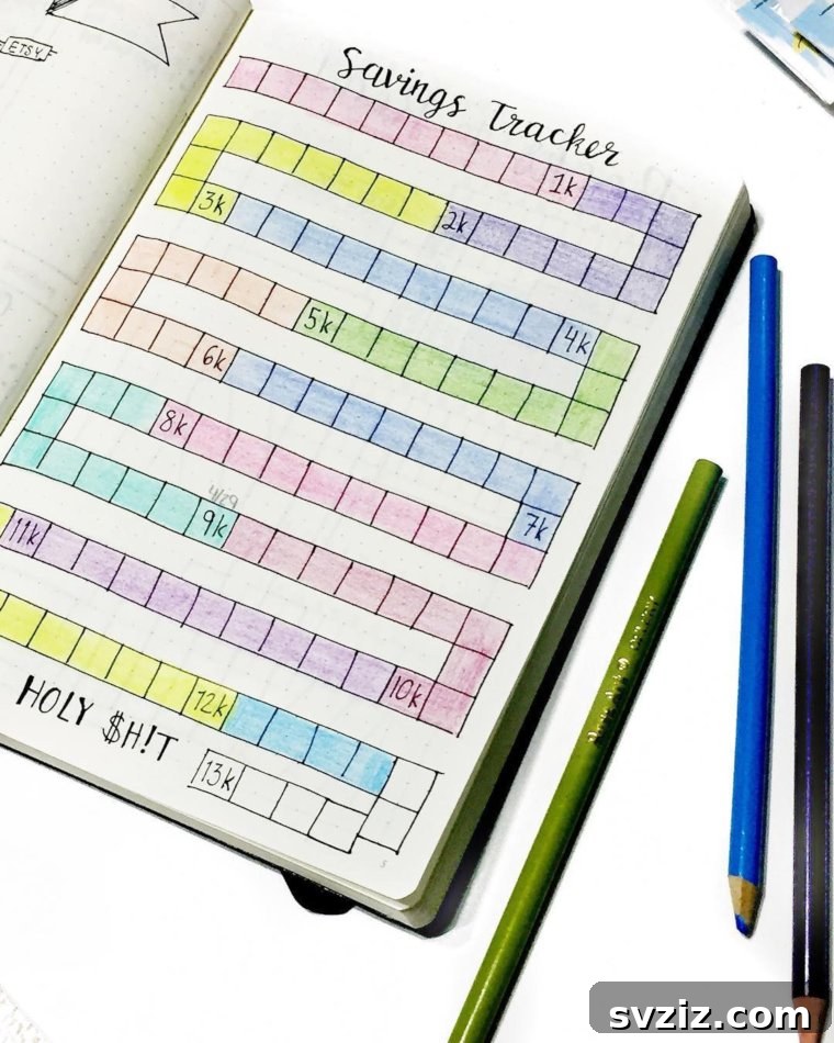 Savings Tracker Bullet Journal