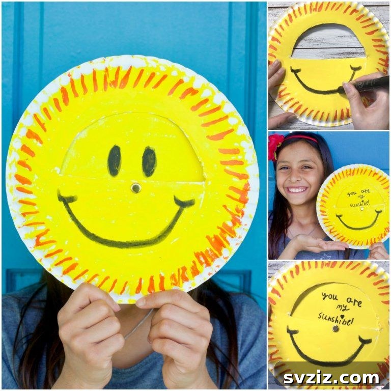 Crafting Smiles: Paper Plate Fun for Kids 43 Cheerful paper plate sunshine craft with yellow rays and a heartfelt 'You Are My Sunshine' message.