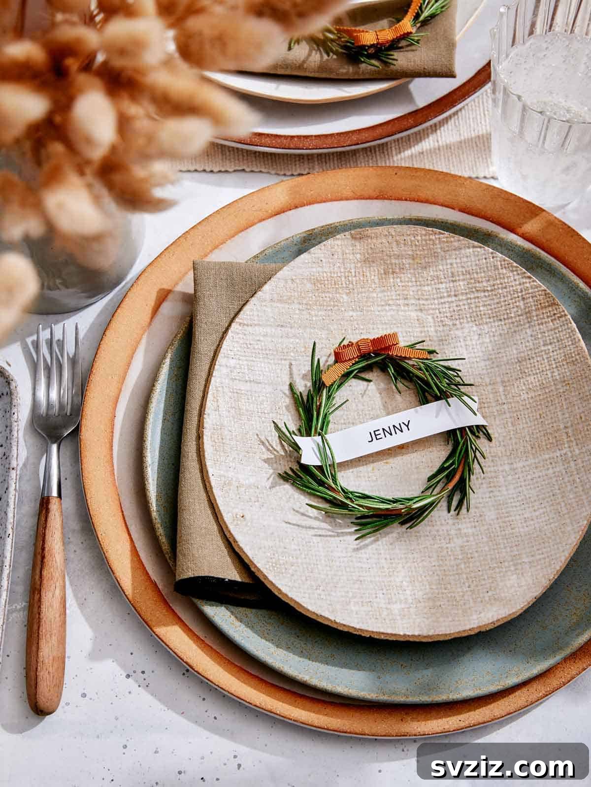 Effortless Elegance: 51 DIY Party Decor Ideas 34 Fragrant DIY Rosemary Wreath Place Cards