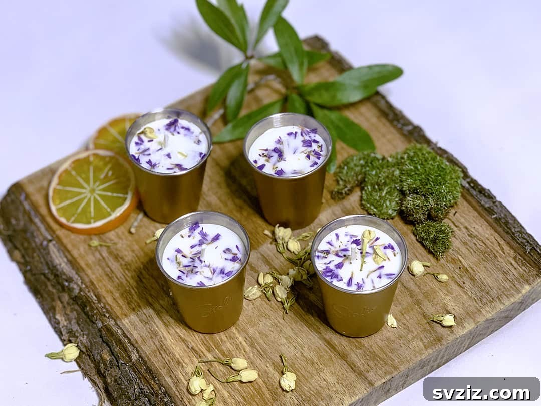 Effortless Elegance: 51 DIY Party Decor Ideas 37 Handmade Scented Candles with Dried Flowers
