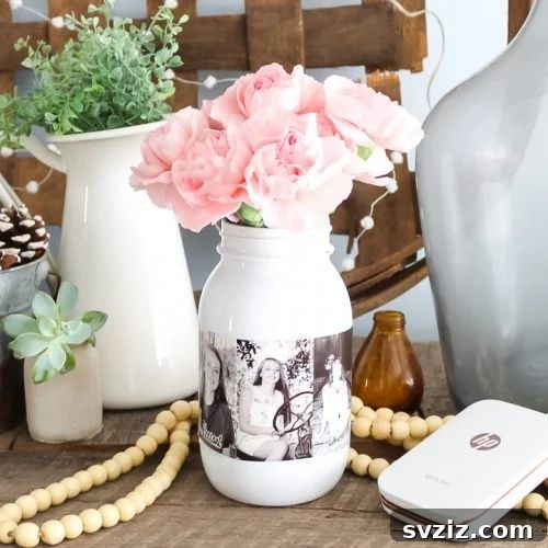 Effortless Elegance: 51 DIY Party Decor Ideas 43 Personalized DIY Photo Mason Jar Display
