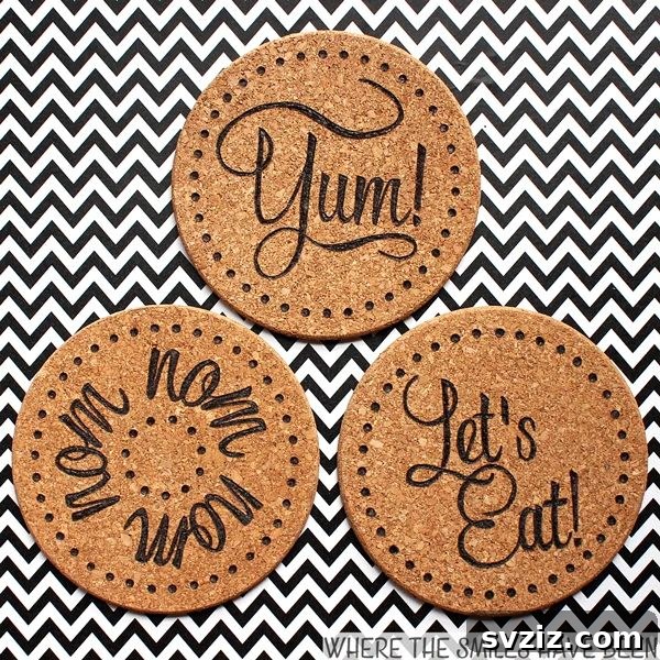 51 Heartfelt DIY Gifts for Their New Beginning 25 Custom Wood Burned Cork Coasters
