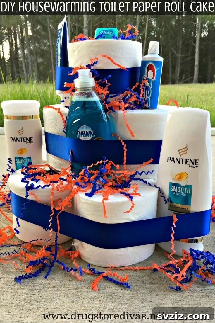 51 Heartfelt DIY Gifts for Their New Beginning 26 Tiered Toilet Paper Roll Cake housewarming gift