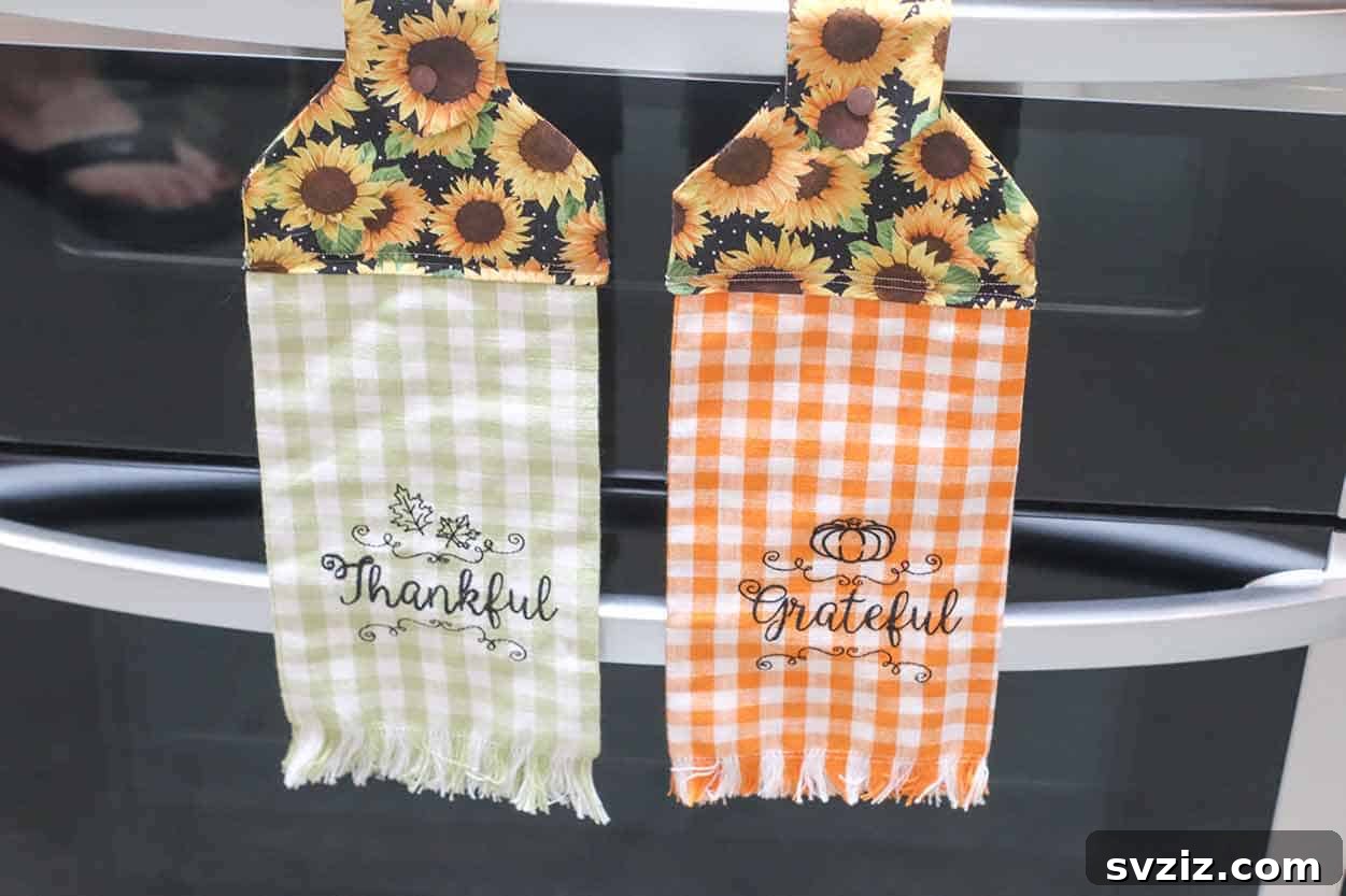 51 Heartfelt DIY Gifts for Their New Beginning 29 DIY Hanging Kitchen Towels with snap closure