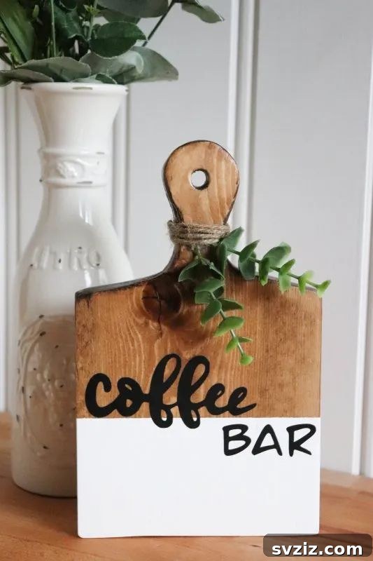51 Heartfelt DIY Gifts for Their New Beginning 4 Customized coffee bar cutting board sign