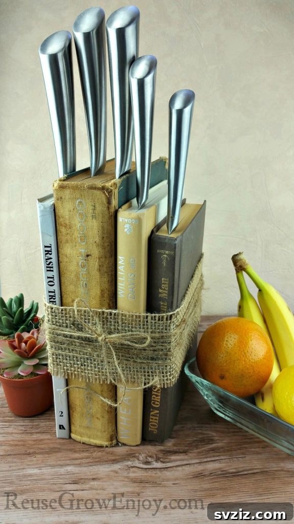 51 Heartfelt DIY Gifts for Their New Beginning 46 DIY Knife Holder made from upcycled books