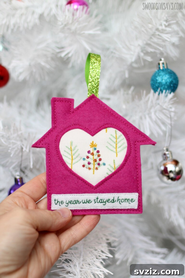51 Heartfelt DIY Gifts for Their New Beginning 8 Handstitched Felt Home Ornament
