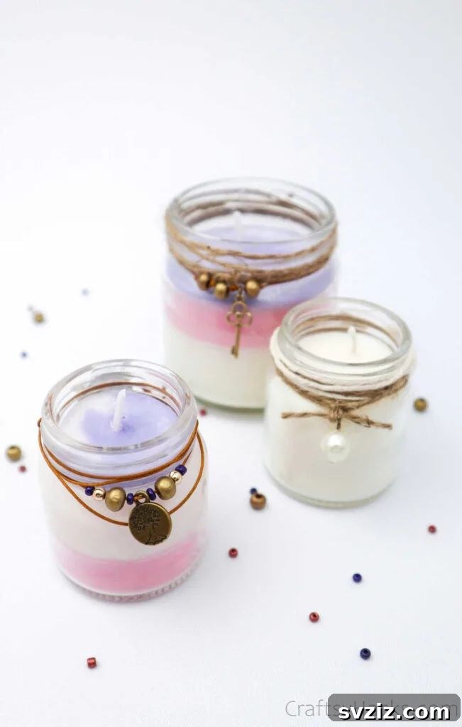 51 Heartfelt DIY Gifts for Their New Beginning 9 Homemade Scented Candles in decorative jars