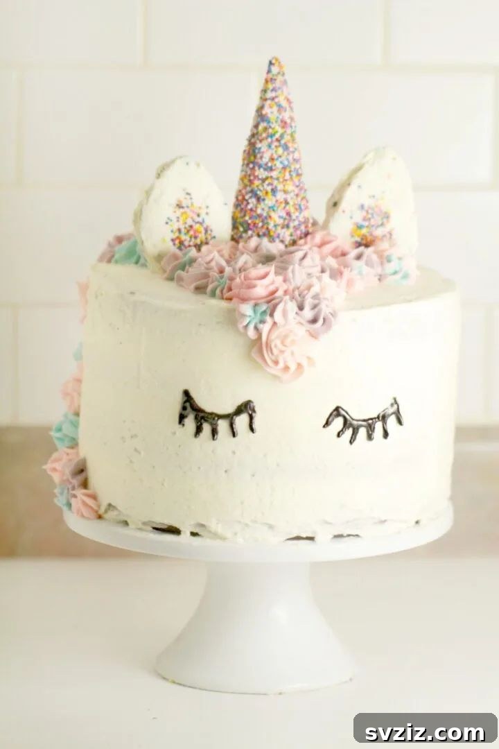 Unicorn Cake with Rainbow Layers